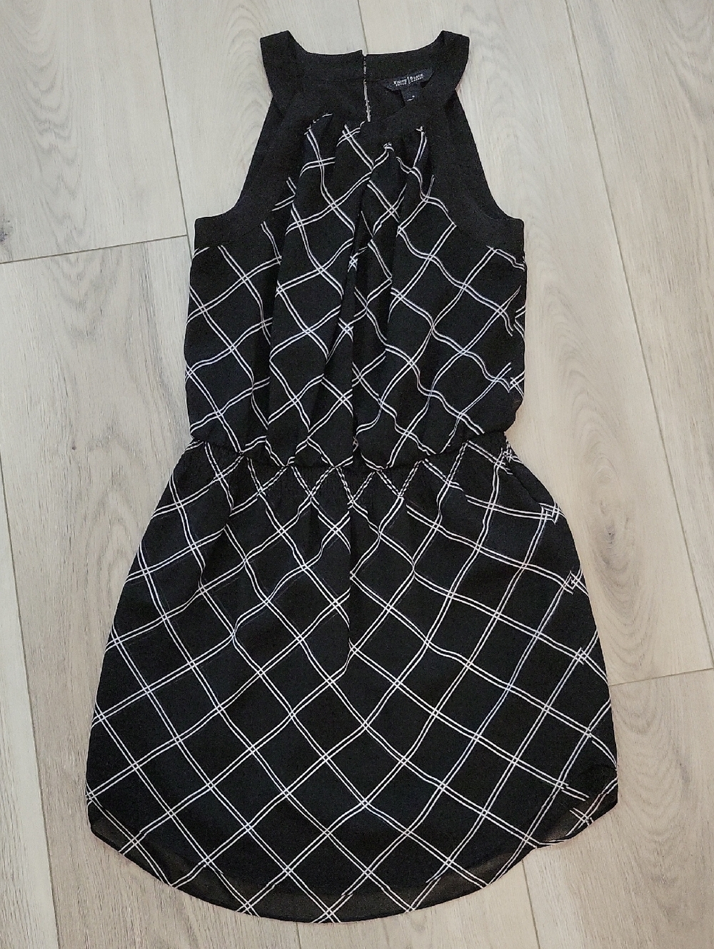 White House Black Market Black and White Windowpane Mini Dress